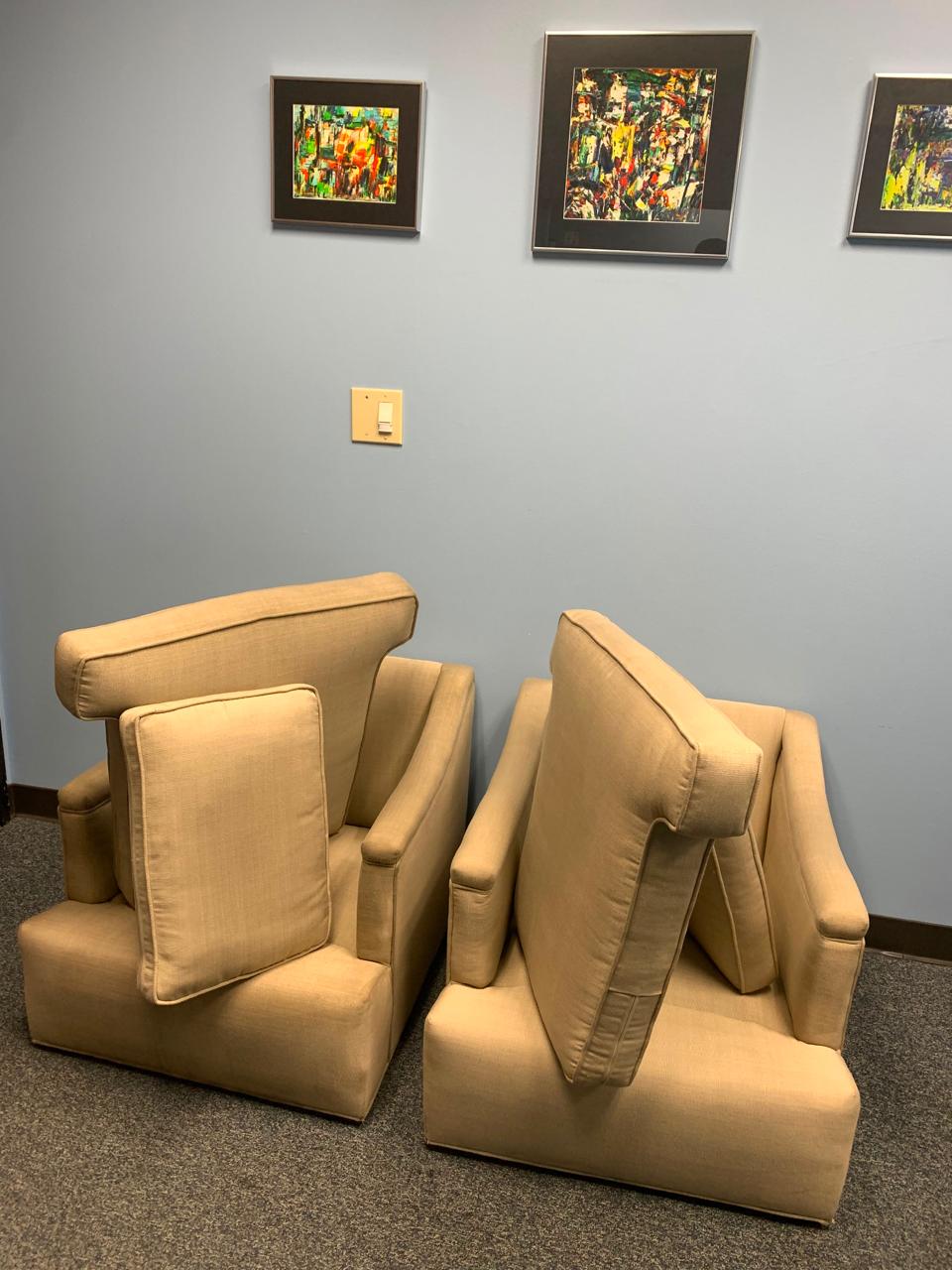 Upholstery Stain Removal in Beverly Hills: Two Office Armchairs